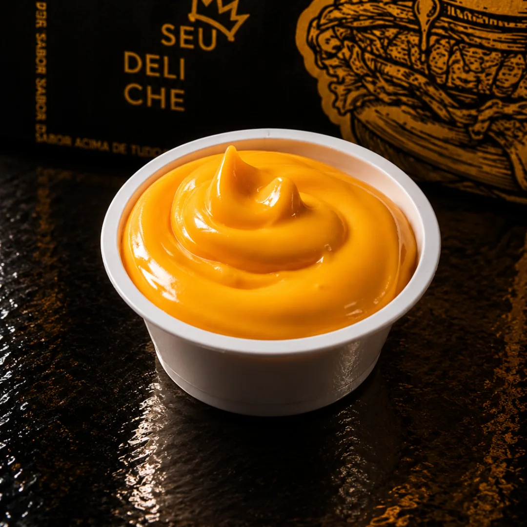 Mini Cheddar cremoso da Breddy's servido em um pote